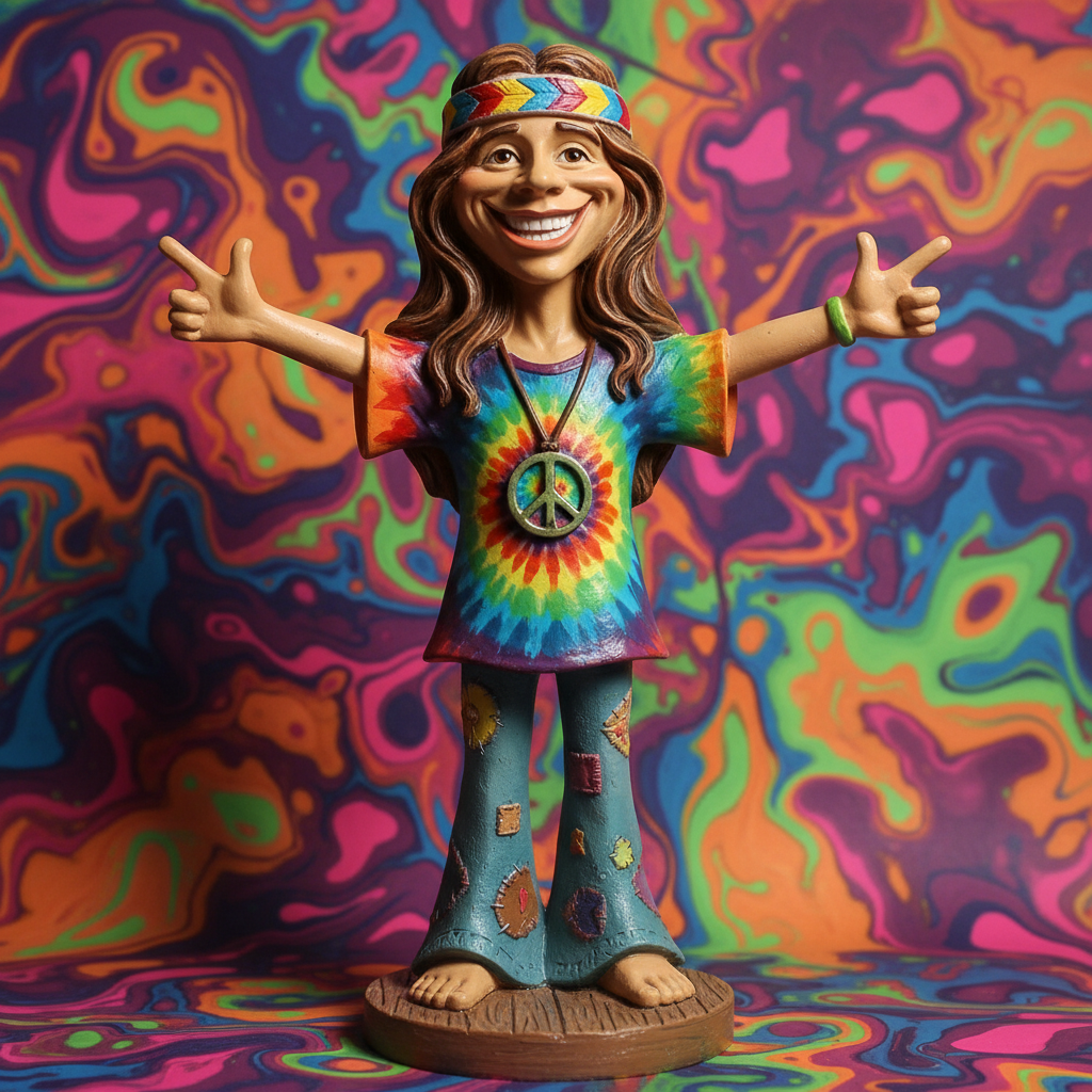 Nano Banana 3D Figurine — 1970s Hippie retro image prompt sample