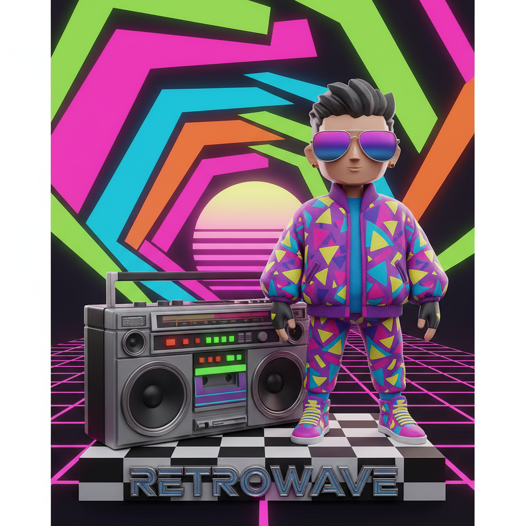 Nano Banana 3D Figurine — 1980s Boombox retro image prompt sample