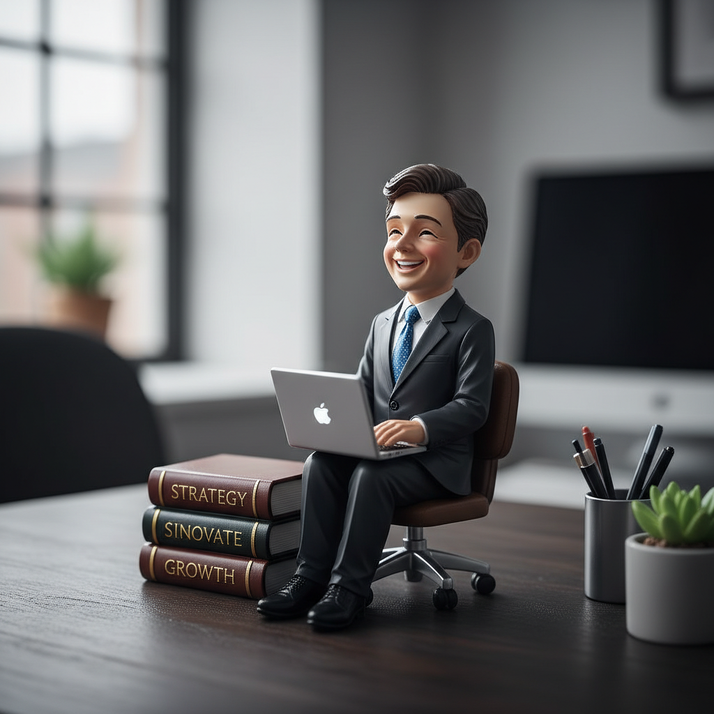 3D Figurine — Business Desk 复古提示词示例渲染