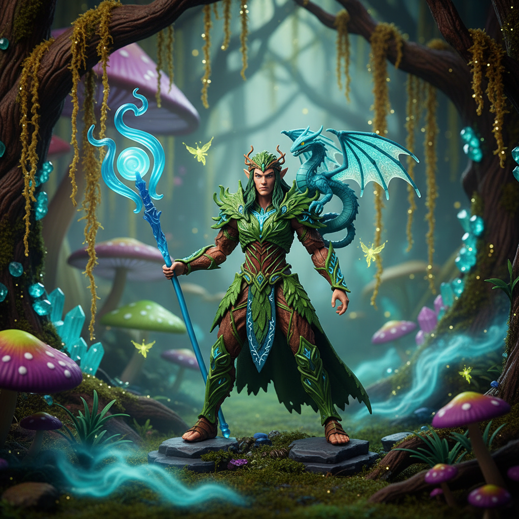 3D Figurine — Fantasy Character 复古提示词示例渲染