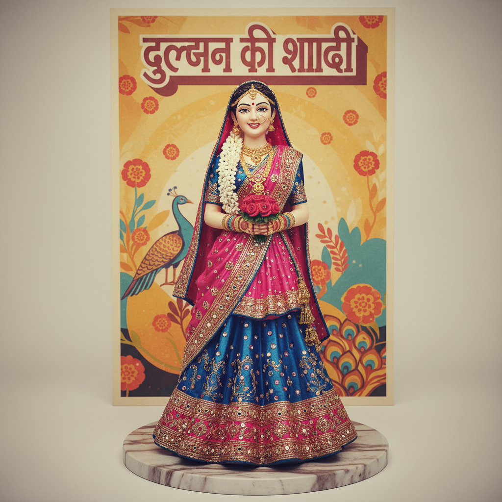 Nano Banana 3D Figurine — Indian Bride 80s/90s retro image prompt sample