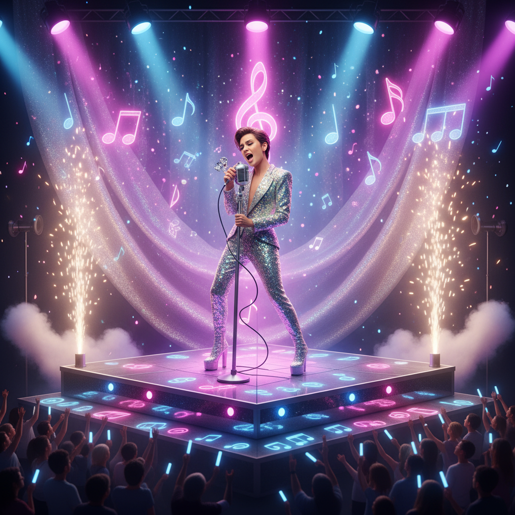 Nano Banana 3D Figurine — Pop Star Model retro image prompt sample