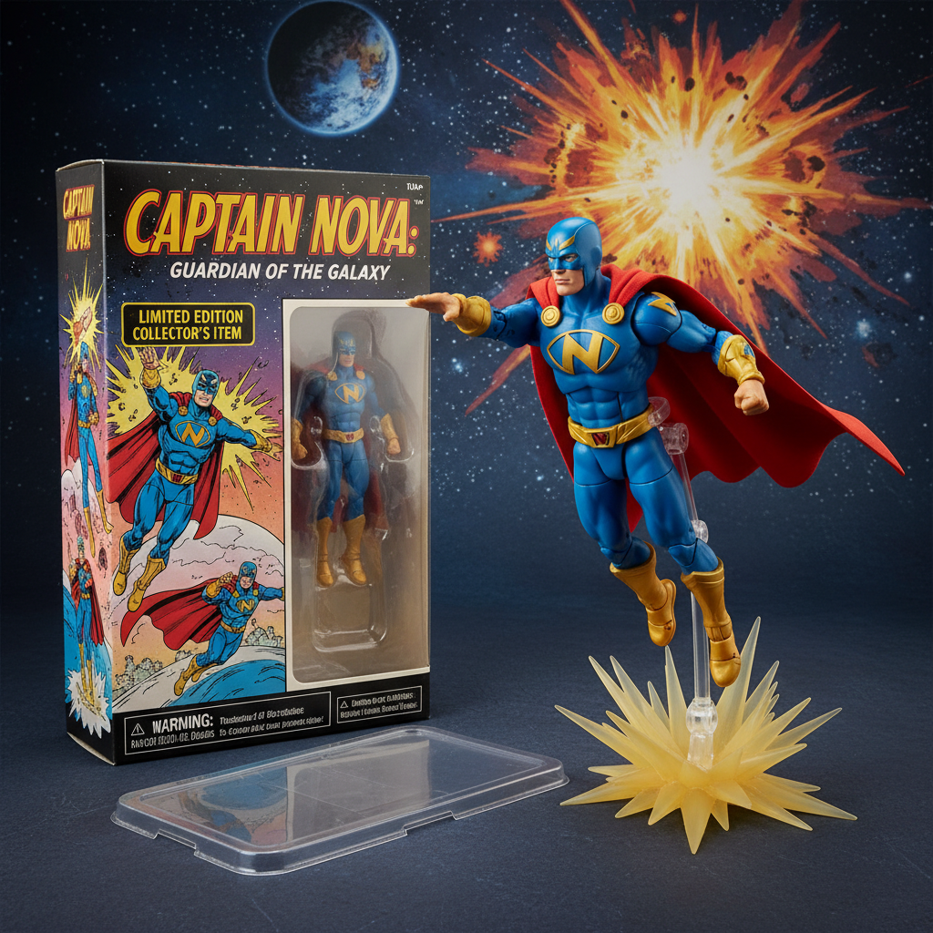 Nano Banana 3D Figurine — Superhero retro image prompt sample