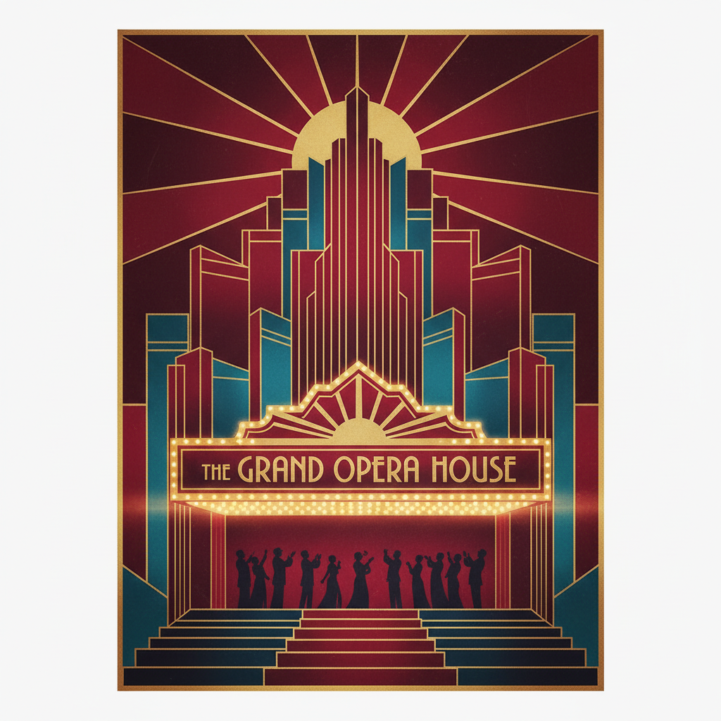 Art Deco Poster — Marquee 复古提示词示例渲染