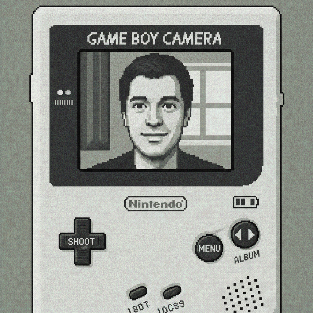 Game Boy Camera — Dither Portrait 复古提示词示例渲染