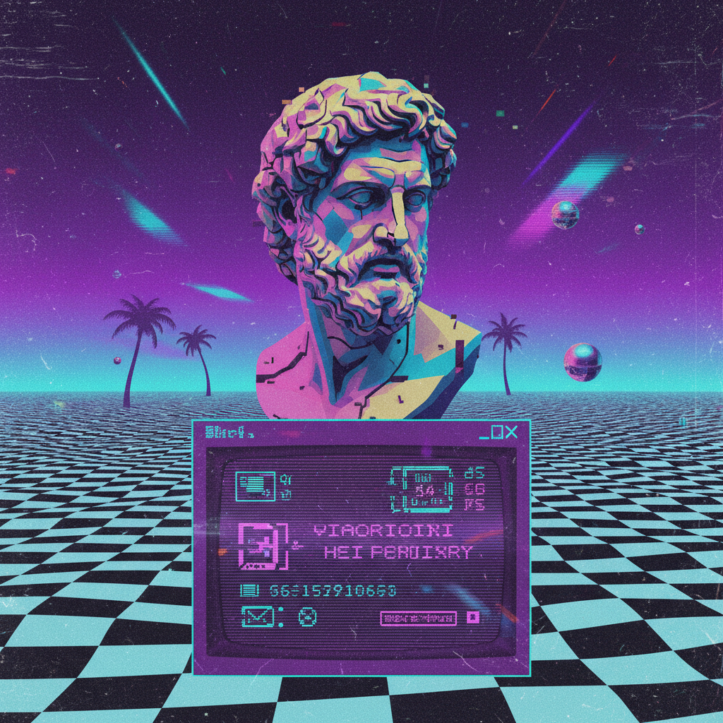 Vaporwave — CRT UI Dream 复古提示词示例渲染